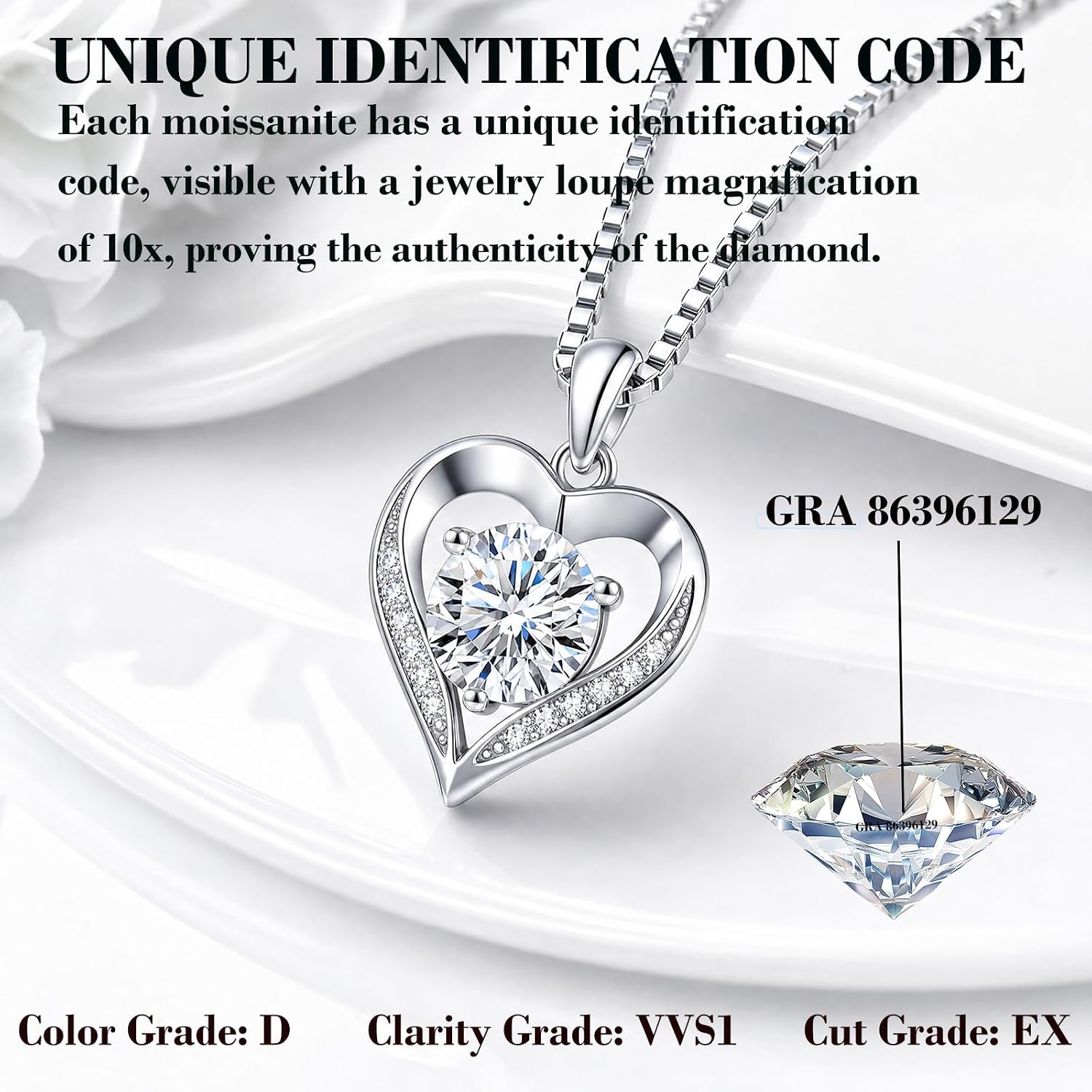 Detalle de DALOJOE 1 Carat Heart Moissanite Necklace đź’Ž