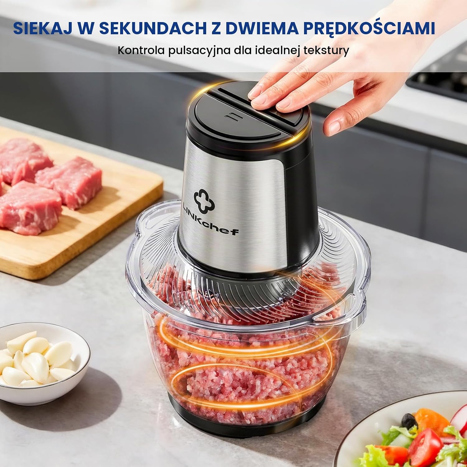 Detalle 2 de LINKChef LB7031 elektryczny rozdrabniacz 1,5 l, szklana misa, 2 prędkości