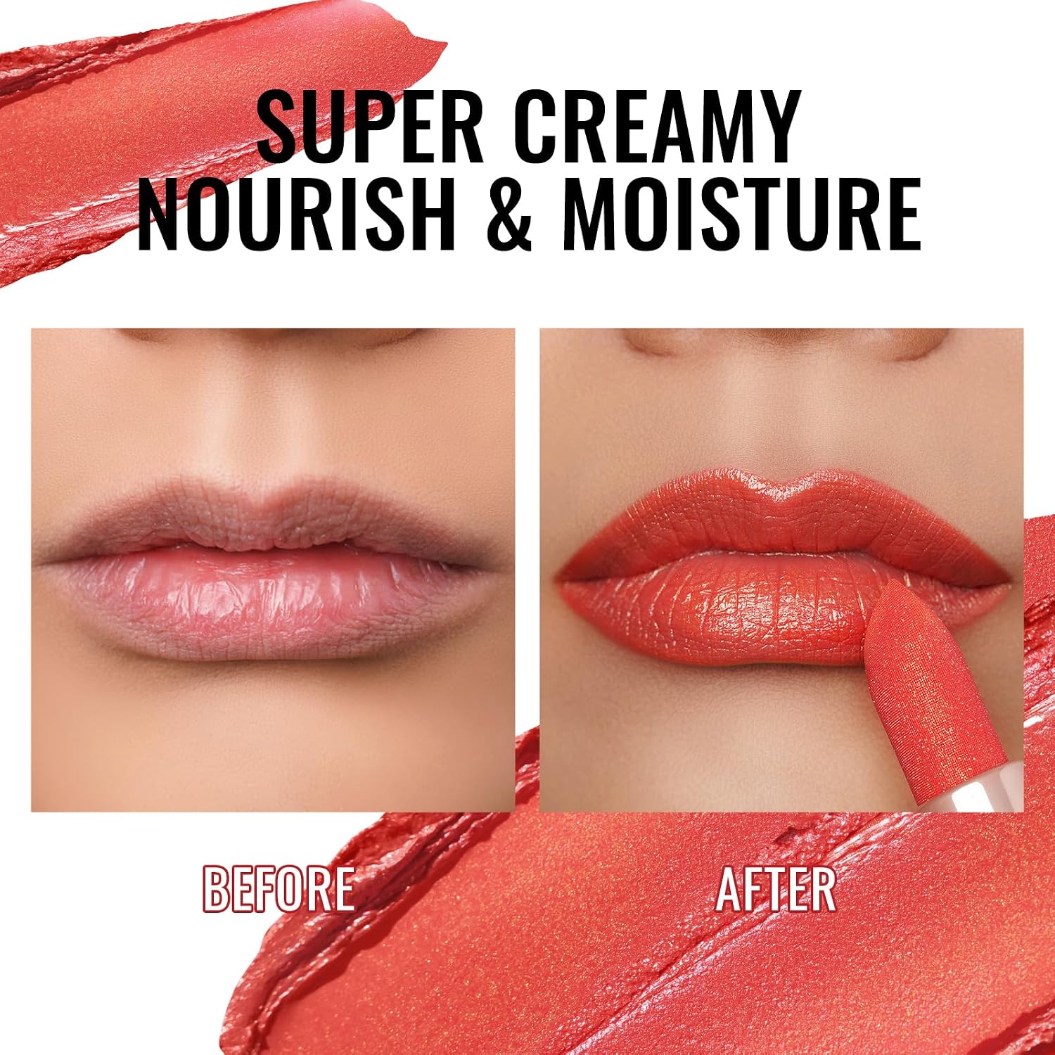 Detalle de OULAC Infinite Moisture Shine Rossetto idratante lucido con glitter corallo Sunrise (04)