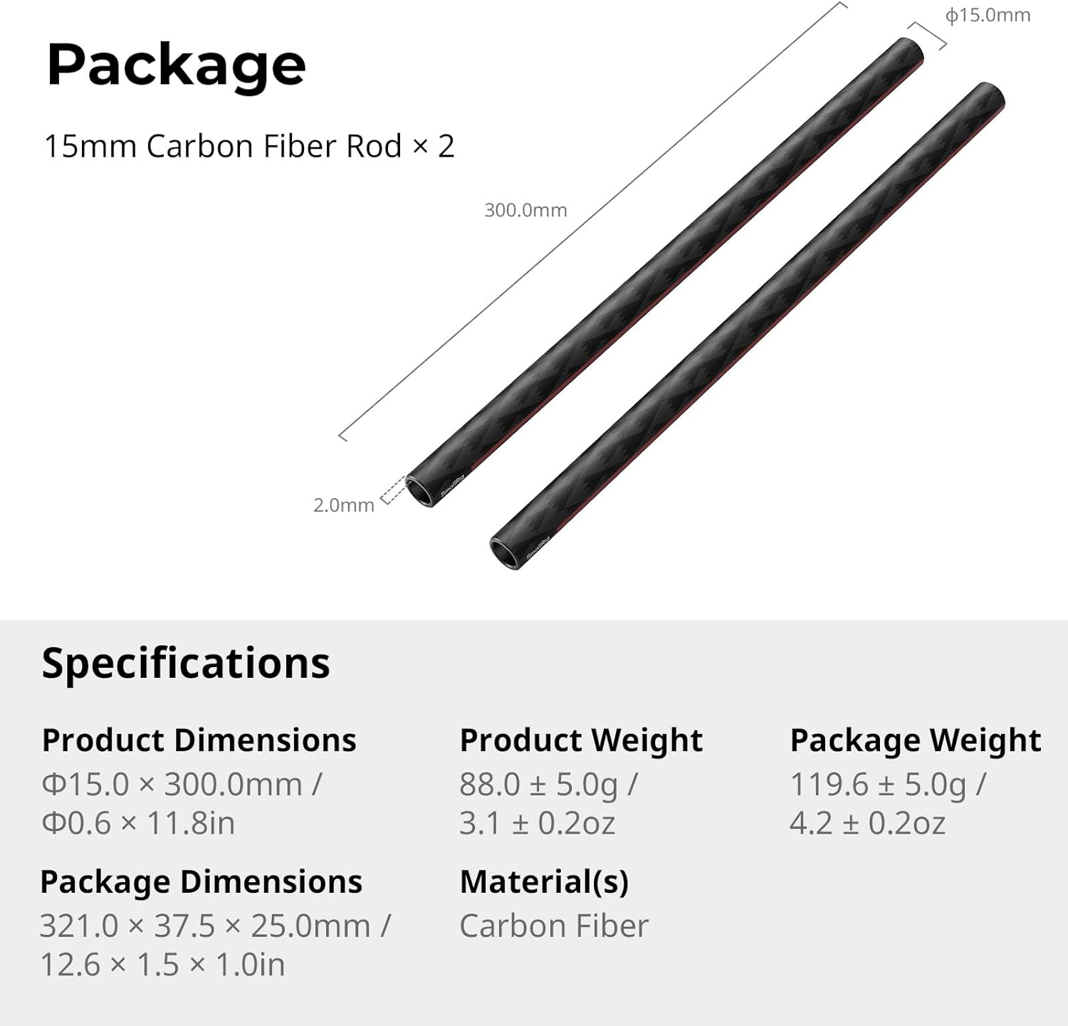 Thumbnail 6 de SmallRig 15-mm Carbonfaserstange 30 cm 5212