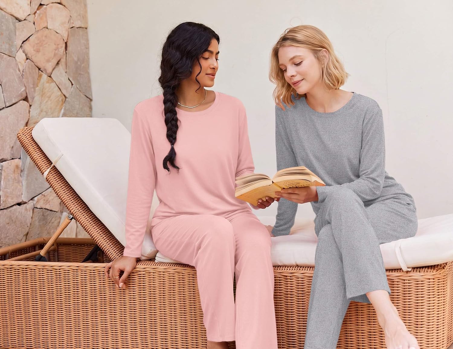 Thumbnail 3 de Ekouaer 2-Pack Women's Pajama Sets, Long-Sleeve Tops and Pocket Pants
