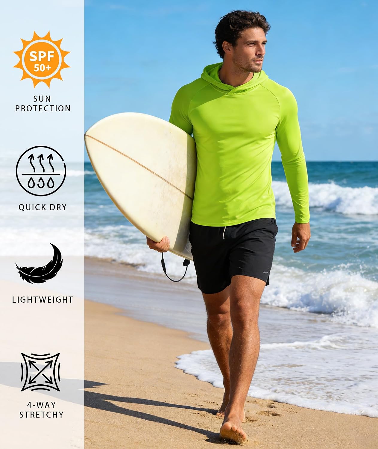 Detalle 2 de WENTTUO 5 Pack Mens UPF 50+ Sun Protection Hoodie Long Sleeve UV SPF Fishing Shirts