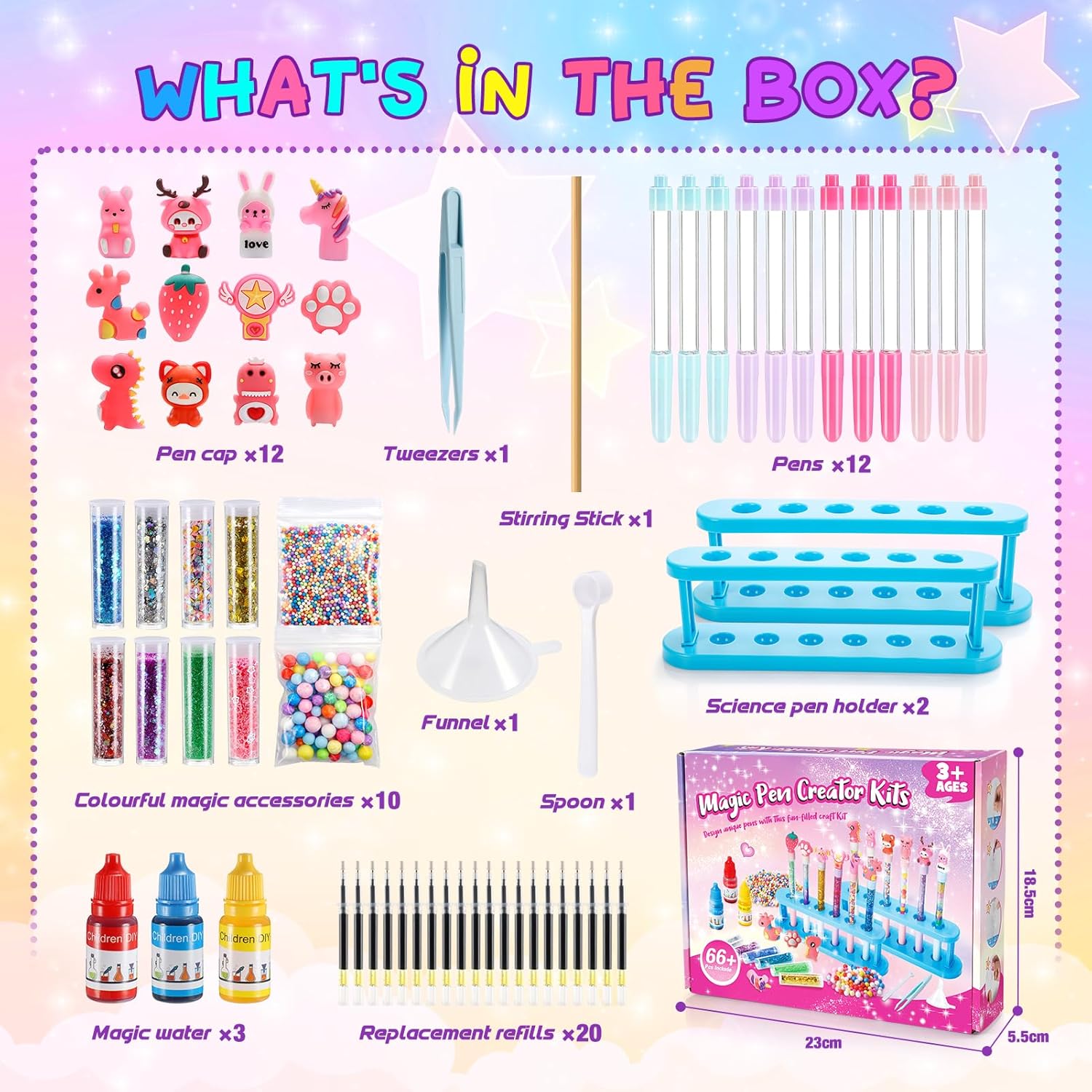 Thumbnail 4 de DIY 12 3D Pens Creator Studio Kit (66-piece glitter pen craft kit) for ages 5–12