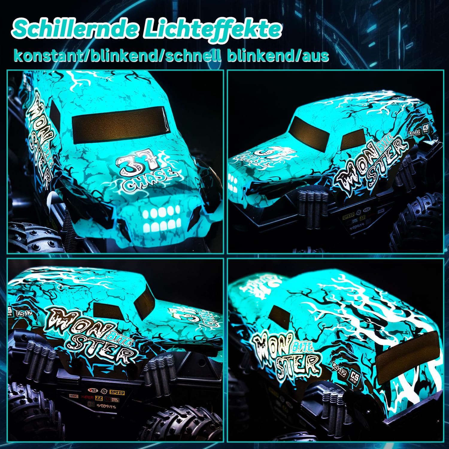 Thumbnail 1 de PENGBU RC ferngesteuerter Monstertruck (2,4 GHz) mit 360°-Drehung, Aufrecht-Gehen, LED & Musik