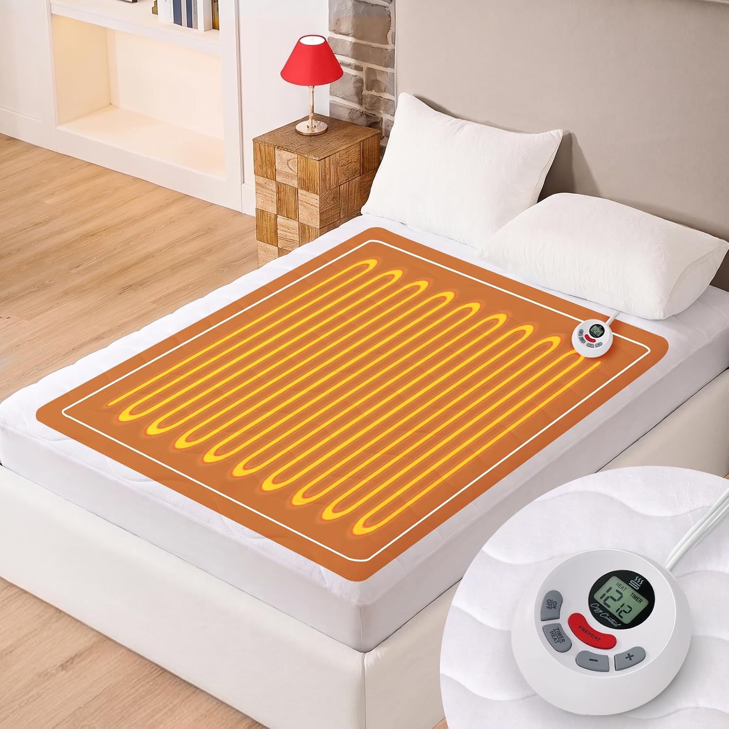 Detalle de DOPEDIO HLMP-CF-SW-F Full Size Heated Mattress Pad, Coral Fleece