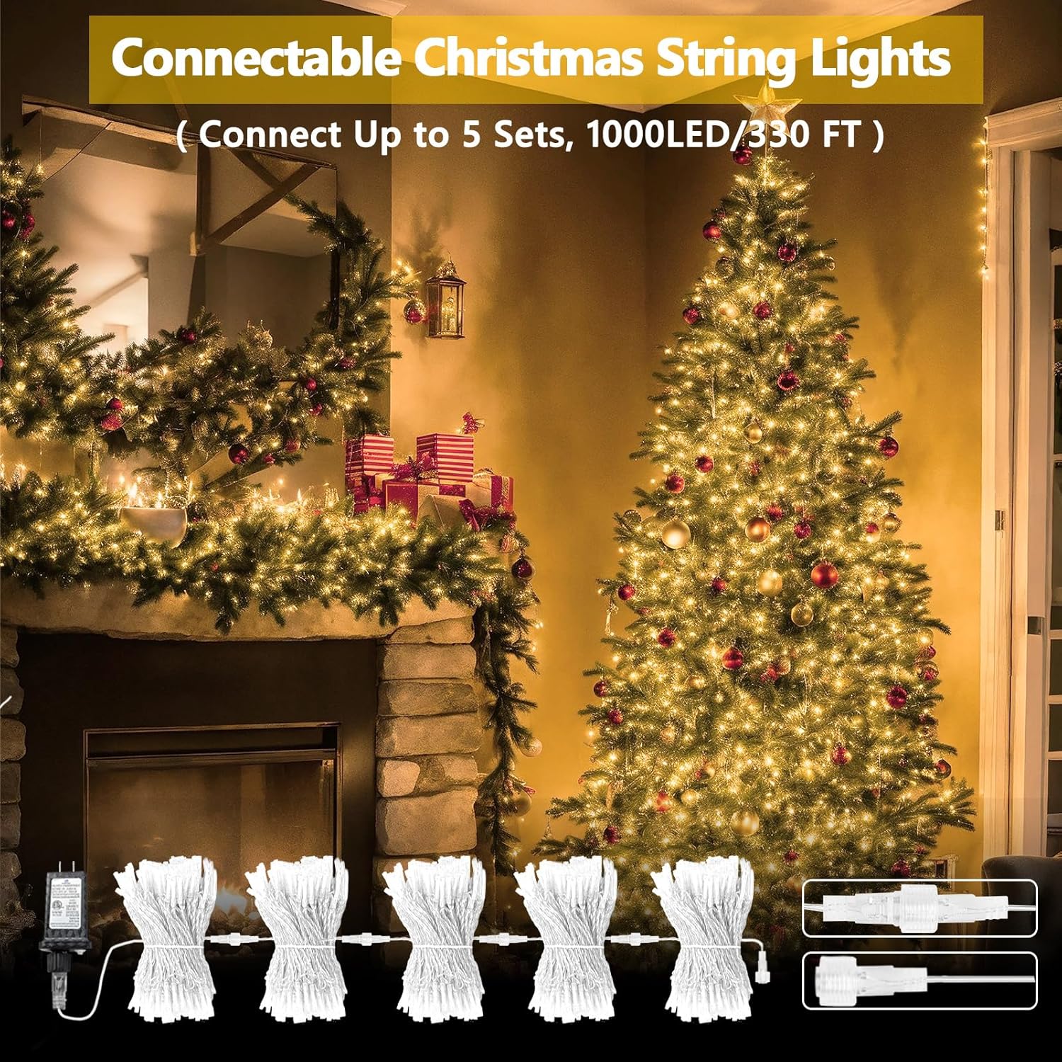 Detalle de SANJICHA 200 LED Connectable String Lights, 66 ft, Warm White, 13 Modes