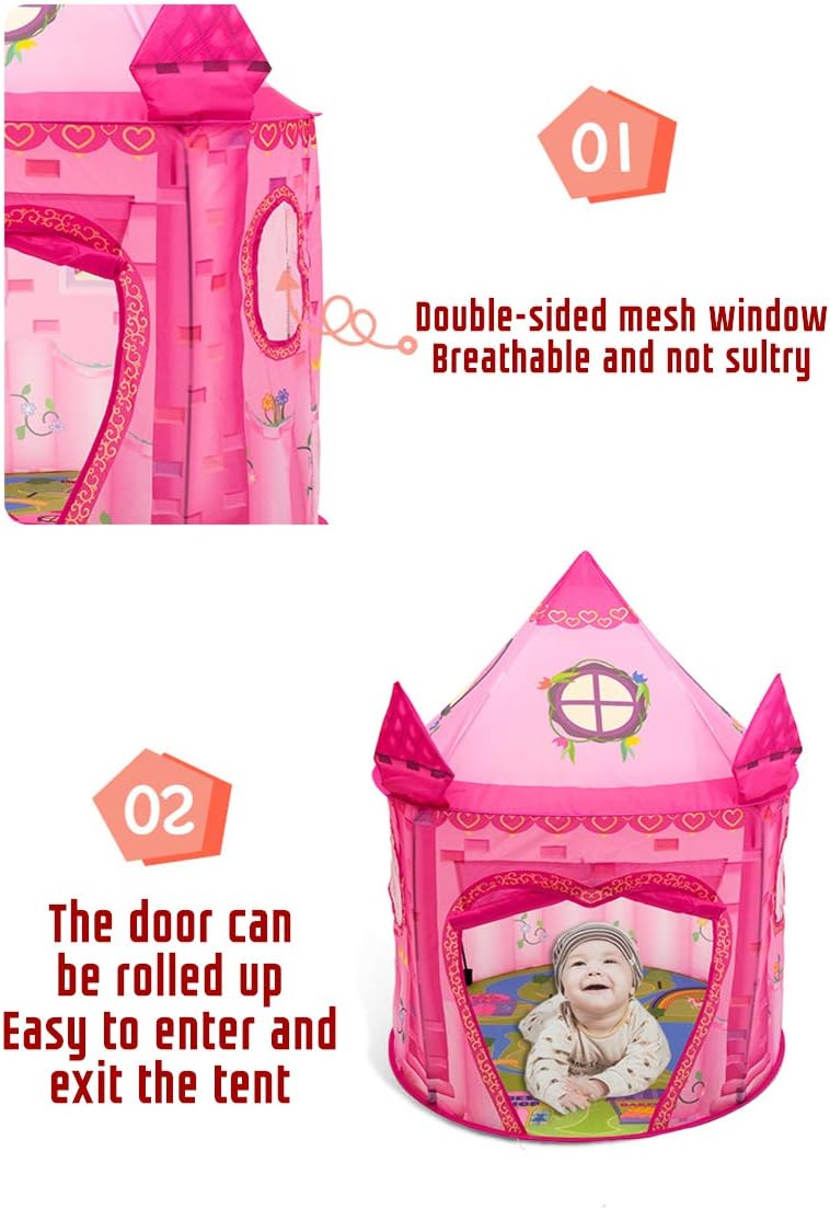 Detalle de Benebomo Tente Enfant — Tente Château Rose, Maison de Jeu d’intérieur pliable
