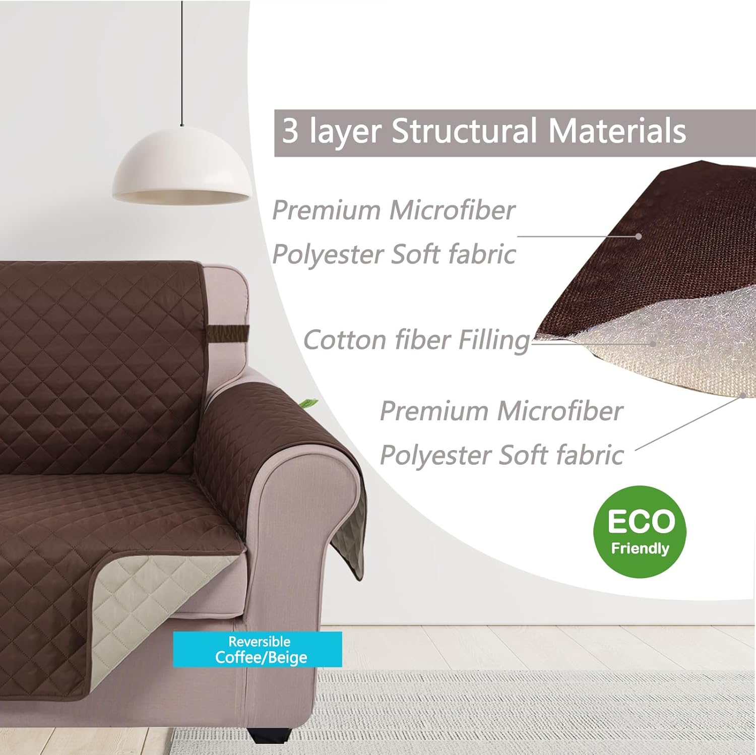 Thumbnail 3 de U-NICE HOME Large Sofa Cover: Reversible, Water-Resistant Protection for 4-Cushion Couches
