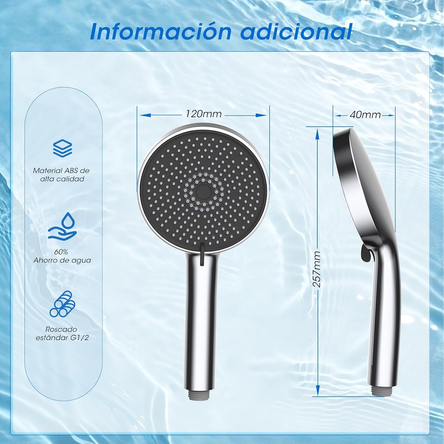 Thumbnail 1 de FASDUNT Alcachofa de Ducha con 5 Modos 🌿️ Ahorro de Agua