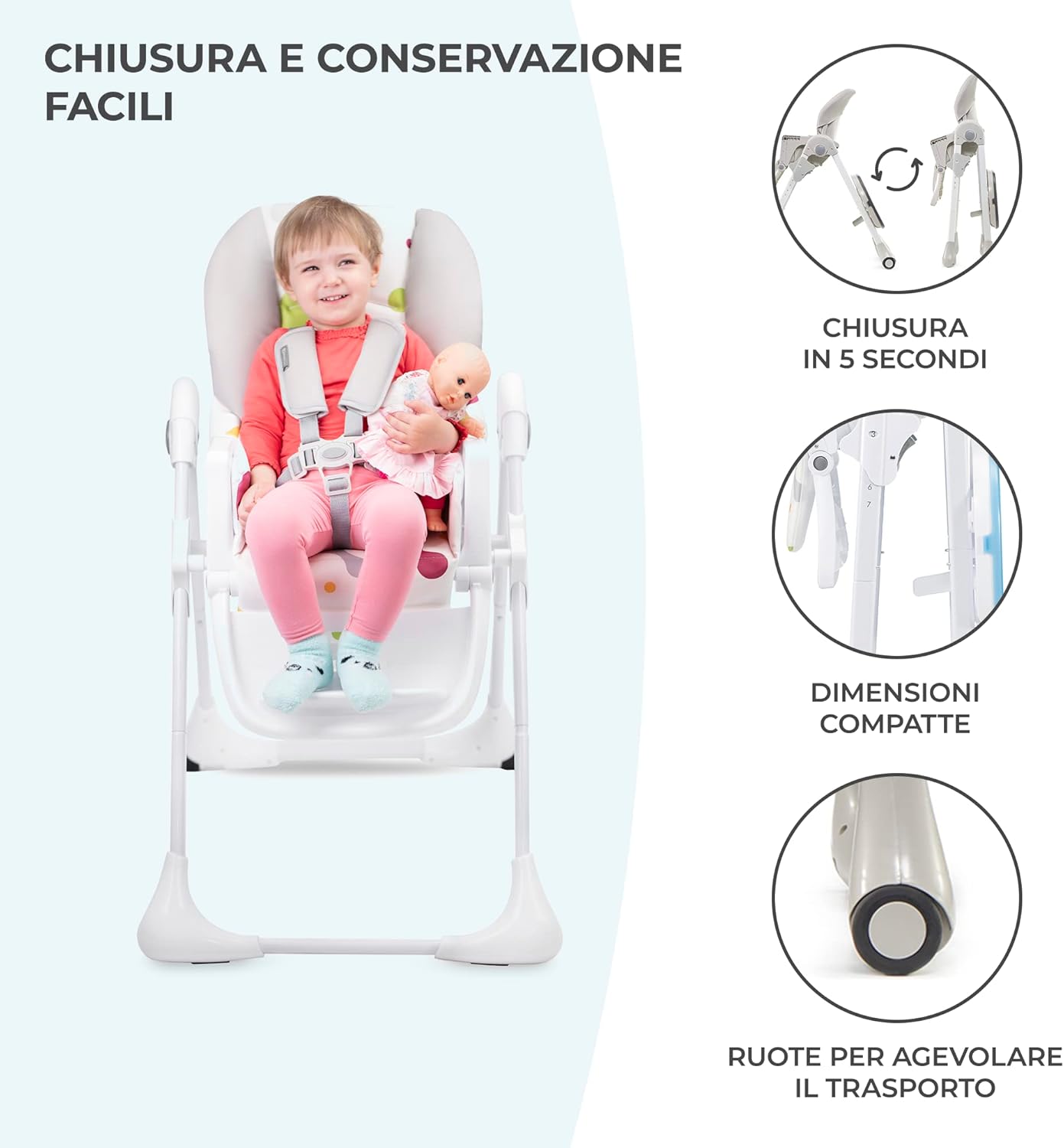 Thumbnail 3 de Kinderkraft YUMMY Seggiolone Pappa: seggiolone pieghevole e regolabile per neanche 6 mesi fino a 3 anni