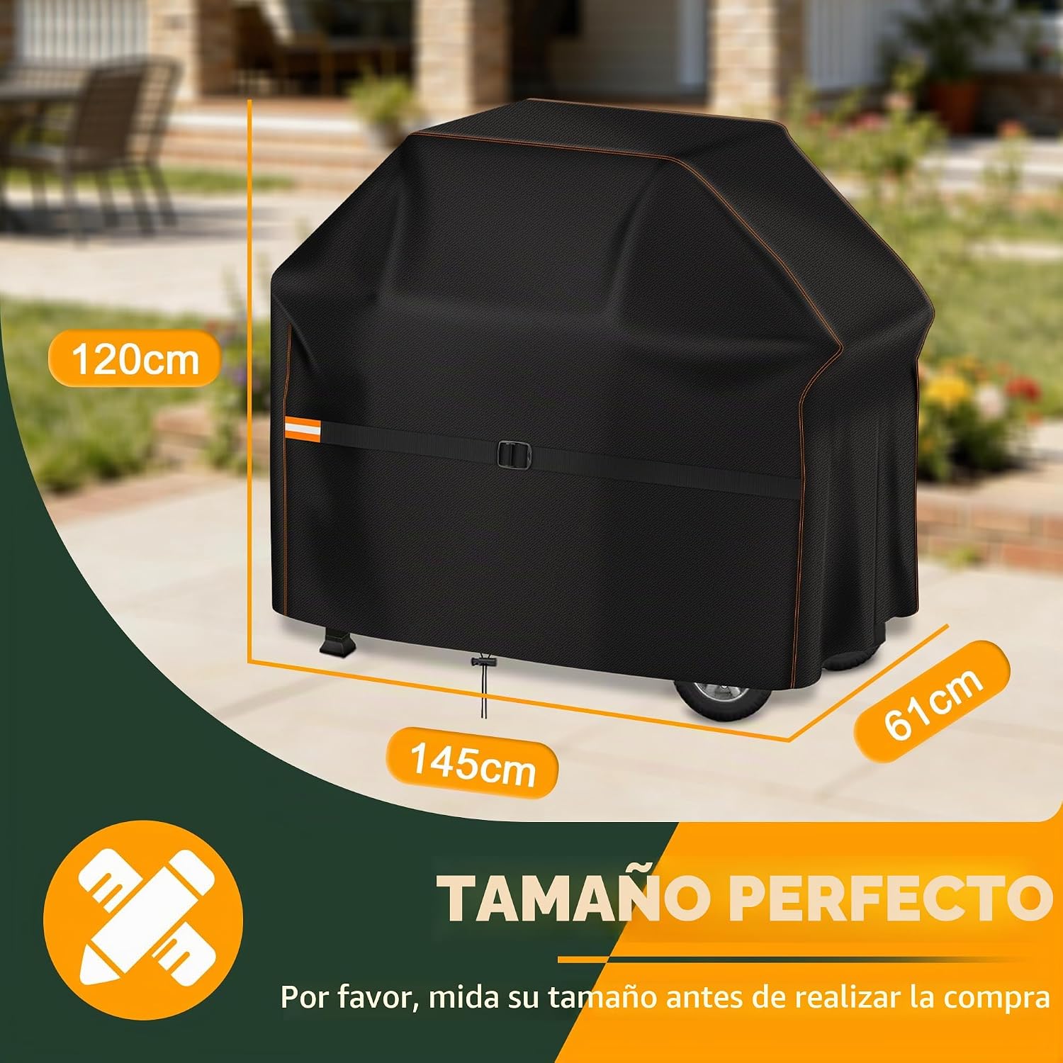 Thumbnail 1 de Enzeno Cubierta para Barbacoa Resistente a la Intemperie 145x61x120 cm – Negro