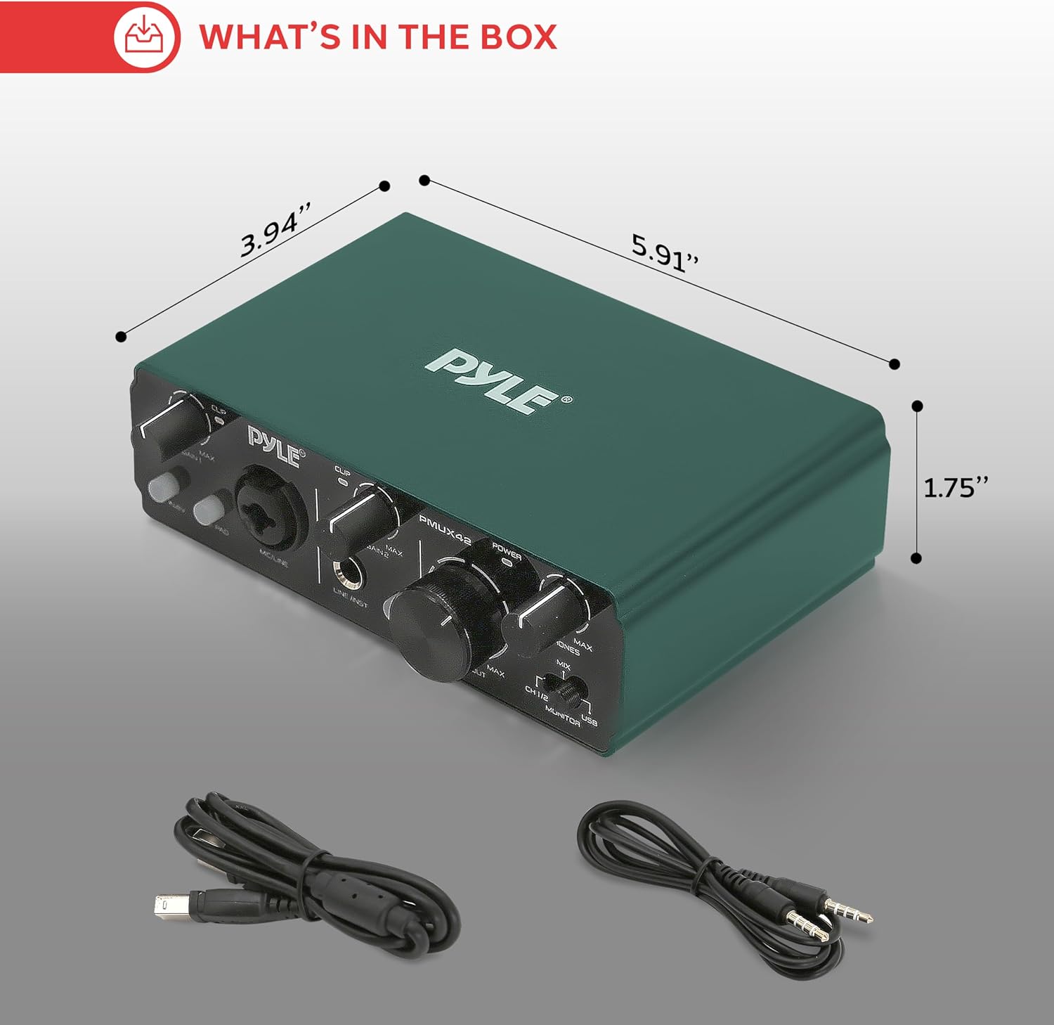 Thumbnail 6 de Pyle USB Audio Interface 2-in/2-out