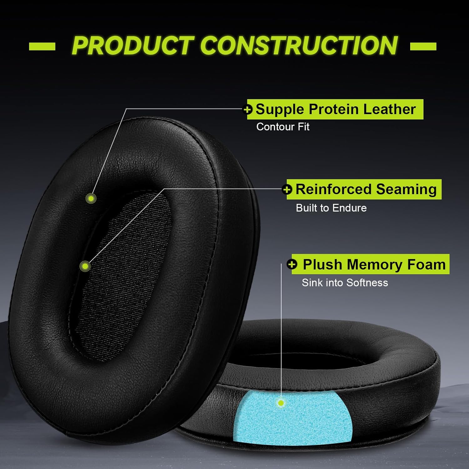 Thumbnail 3 de Coussinets d’oreille de remplacement en mousse à mémoire de forme (2 pièces) pour casques audio type ATH-M50, M50x, M50s, M40x, M30x, M20x