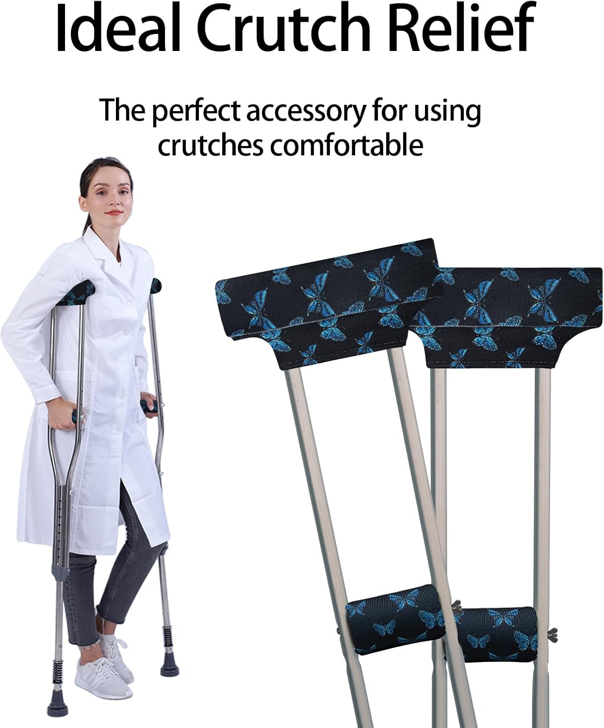 Thumbnail 4 de SPRING SEAON H031F11F Crutch Pad and Grip Covers, 6-Piece Set, Blue Butterflies