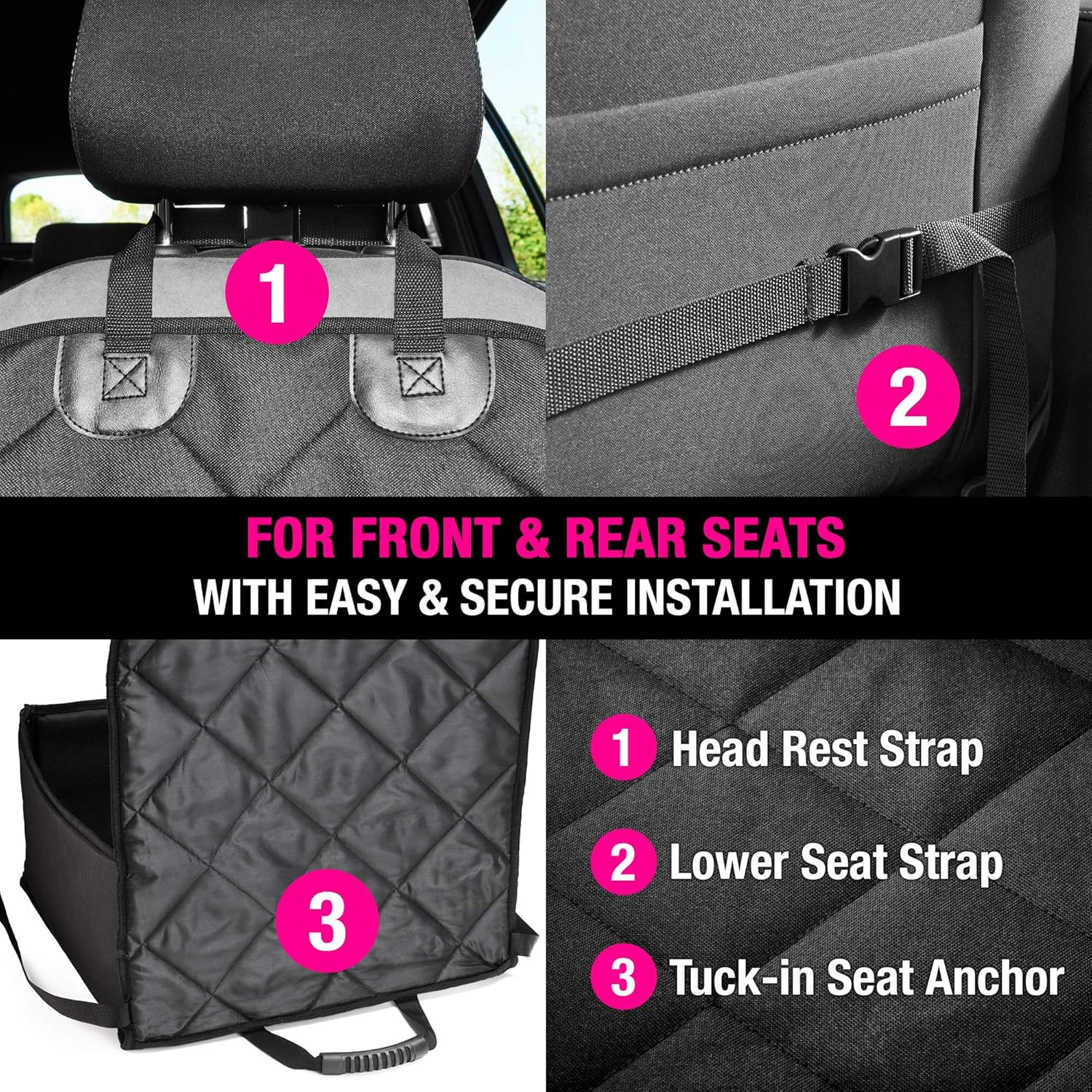 Thumbnail 3 de AHUKU Dog Car Seat with Seat Belt and Padded Sides (Waterproof Booster Seat Cover) for Small & Medium Dogs