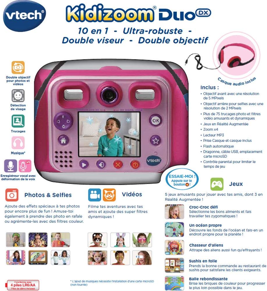 Thumbnail 4 de VTech KidiZoom Duo DX Rose — Appareil photo numérique enfant 10 en 1