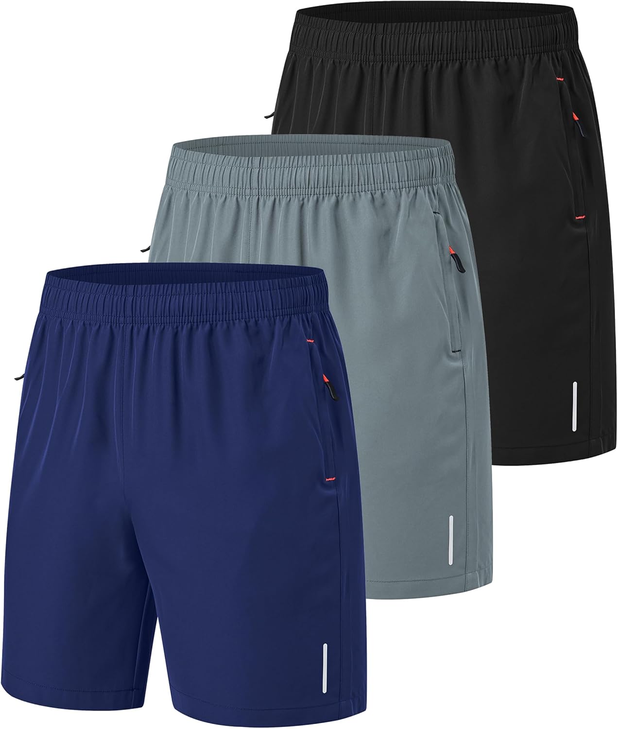 Thumbnail 6 de Zoofly 3er Pack Sportshorts Herren – Kurze, atmungsaktive Freizeit- und Trainingshosen mit Reißverschluss-Taschen