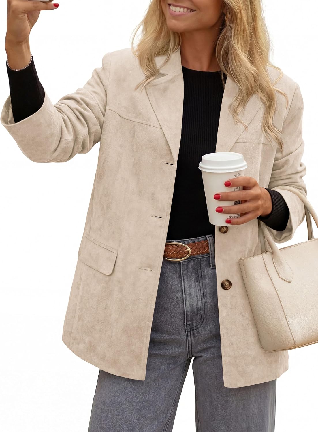 Thumbnail 5 de PRETTYGARDEN Faux Suede Blazer