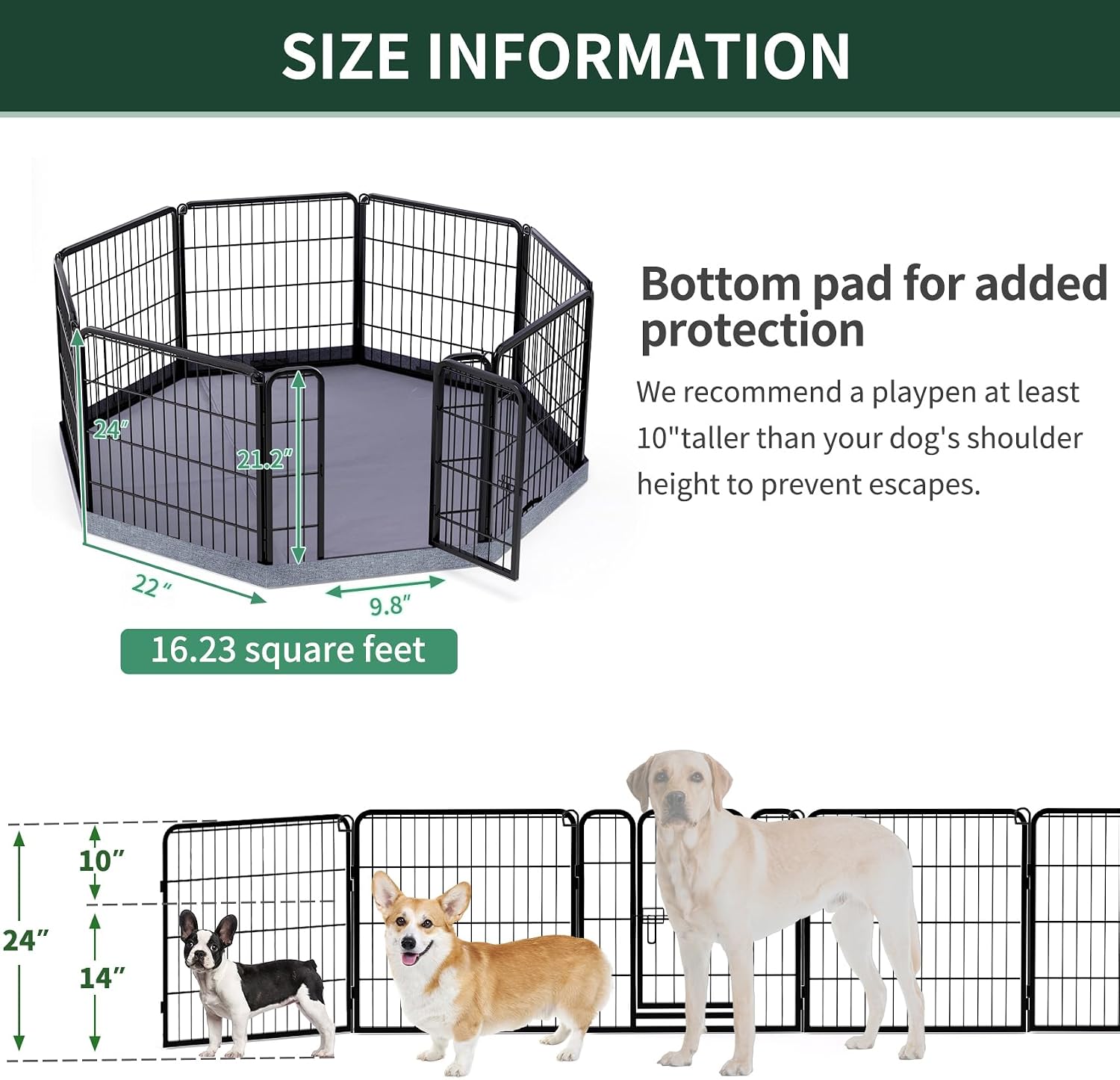 Detalle de PETIME Dog Playpen, 8 Panels