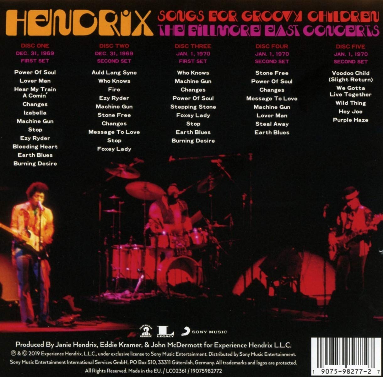 Detalle 2 de Jimi Hendrix Songs for Groovy Children: The Fillmore East Concerts 5-CD Set