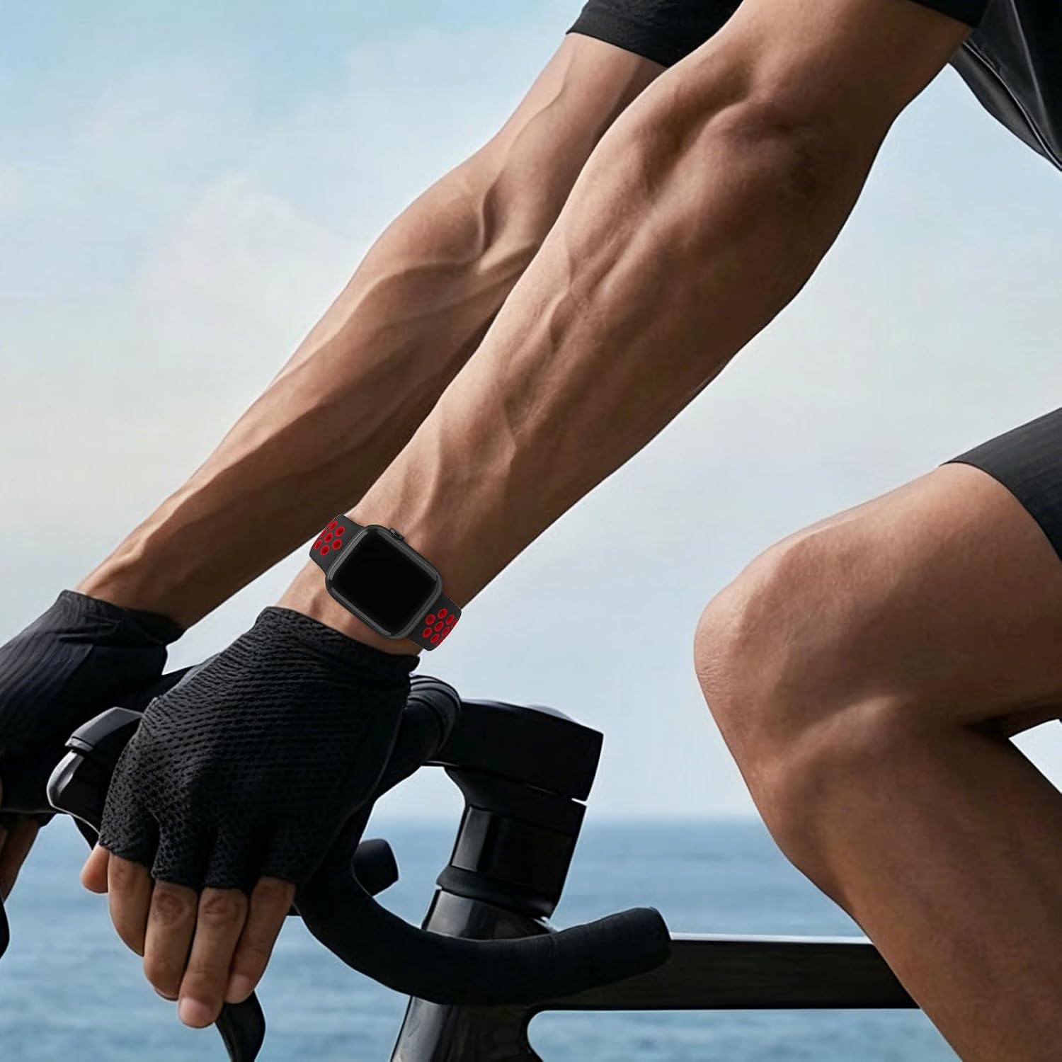 Detalle de Yoohoo Sport Strap for Apple Watch: Breathable Dual‑Colour Silicone Band (38–49mm)
