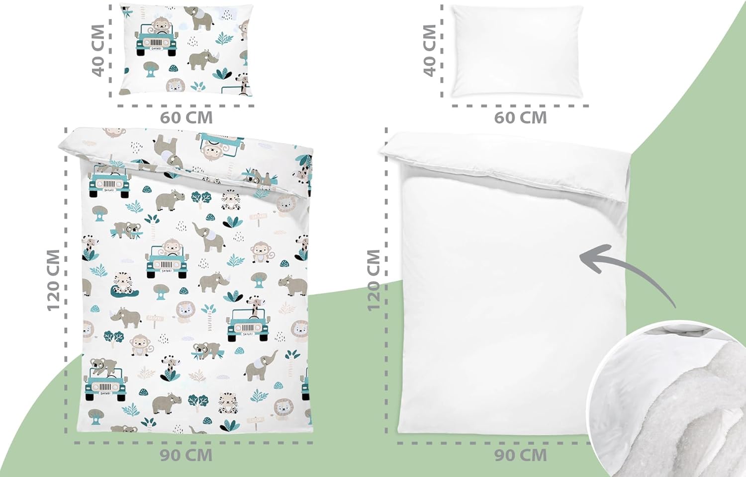 Thumbnail 2 de Totsy Baby Parure de lit bébé en coton 100x135 cm (couette + oreiller ergonomique) avec housse de couette et taie 40x60 cm