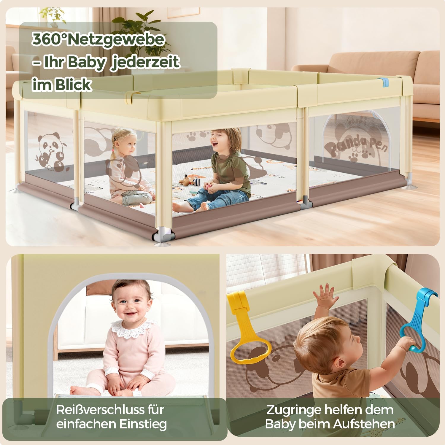 Thumbnail 5 de SOFTHOM Box Bambini 150x180 con Tappeto – Recinto con rete 360° e Tessuto Oxford