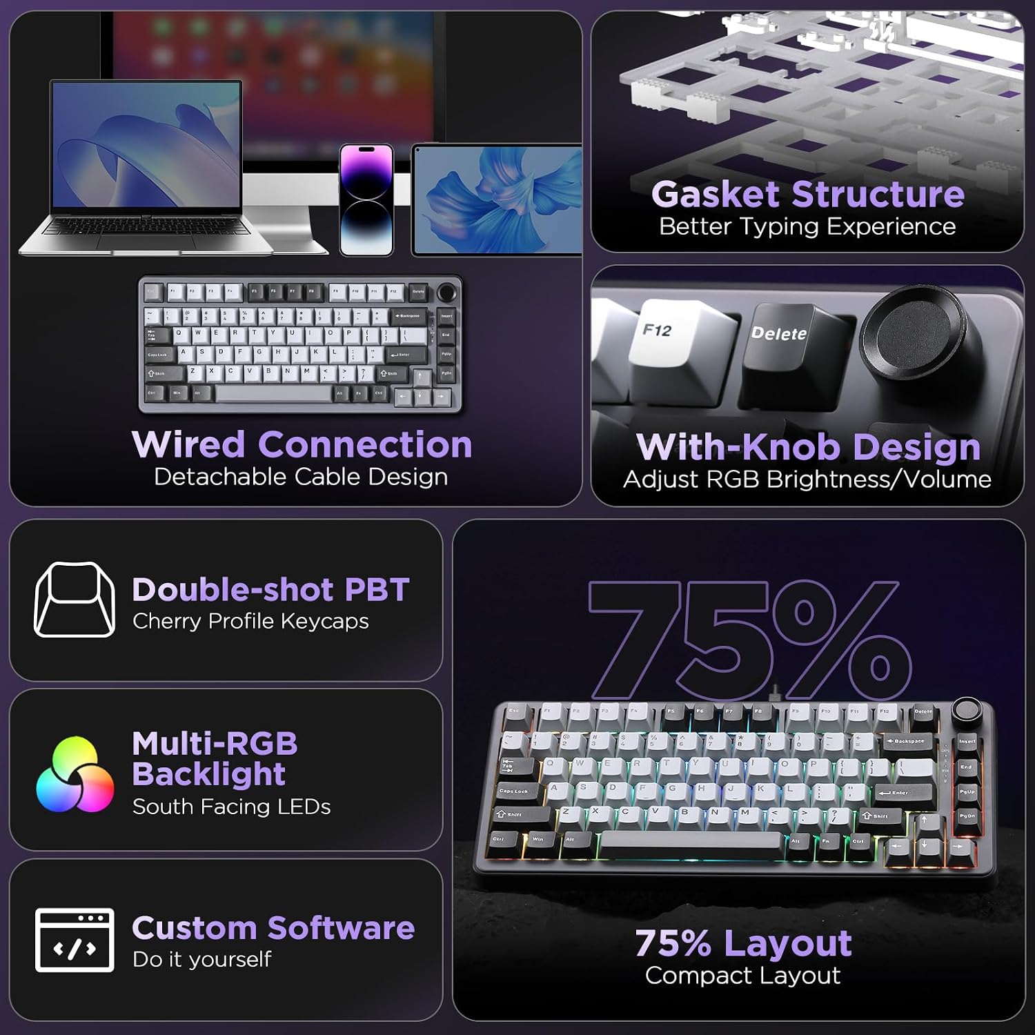 Detalle 2 de YUNZII B75 75% Mechanical Keyboard