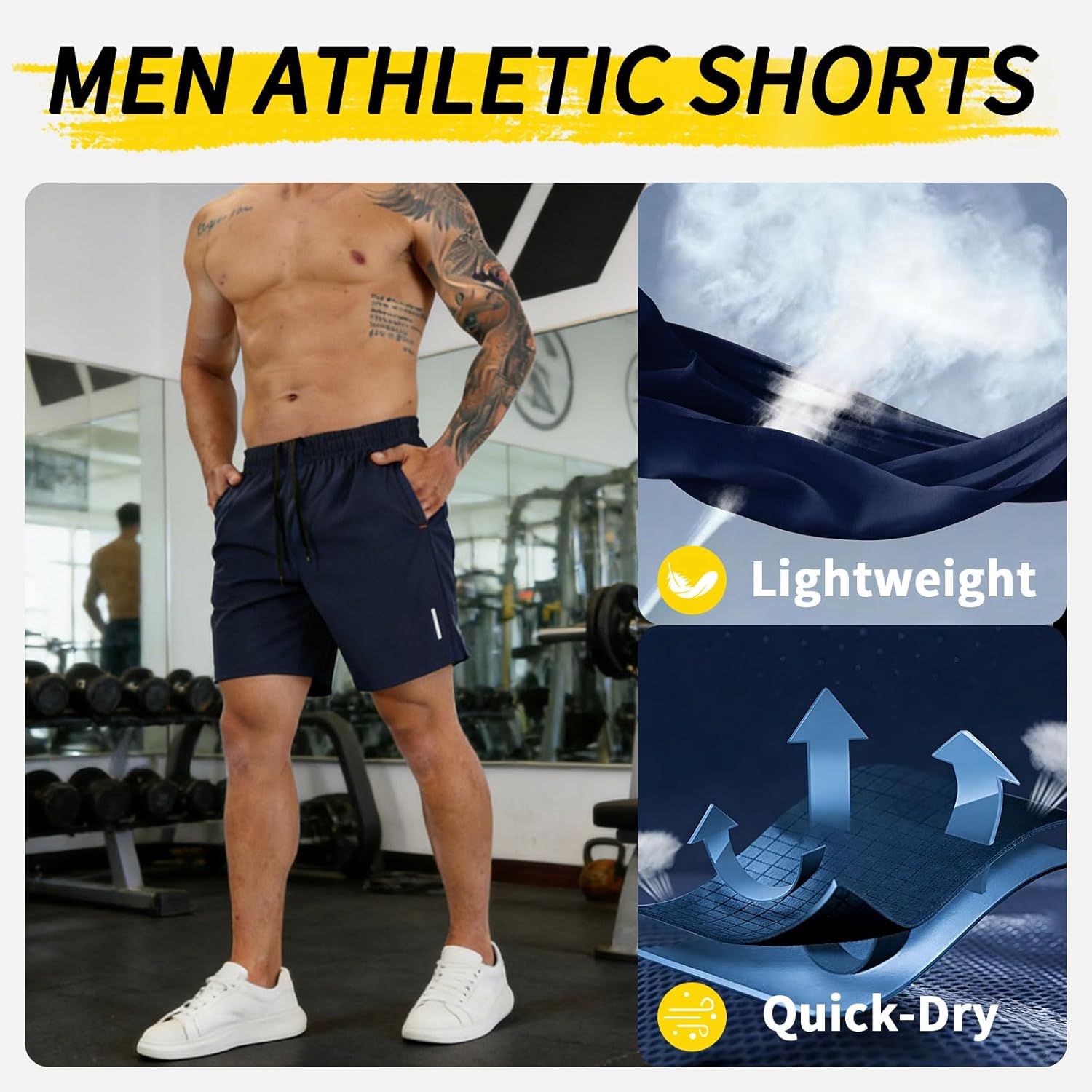 Thumbnail 3 de SHAGGA 3 Pack Gym Shorts for Men – Lightweight, Quick-Dry with Zip Pockets