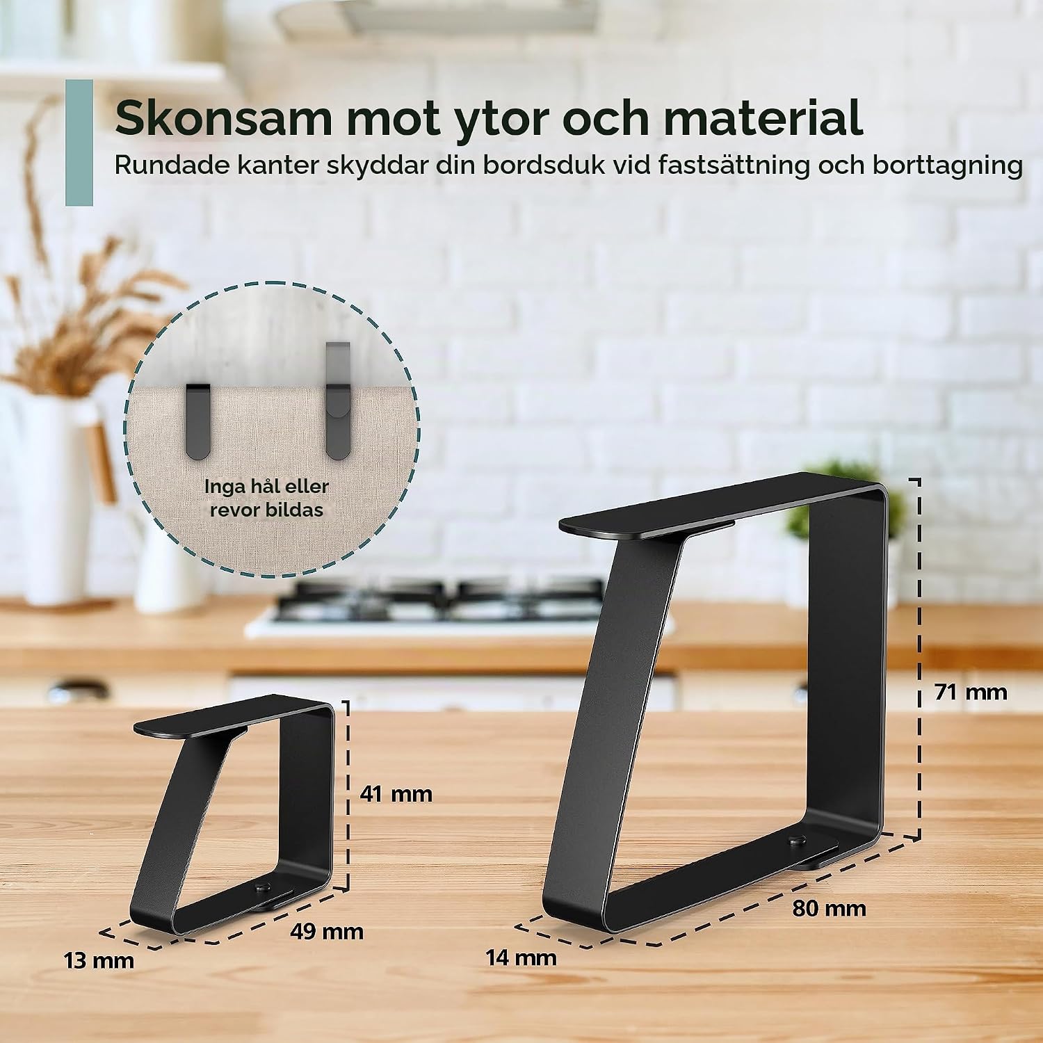 Thumbnail 2 de Virea bordsduksklämmor, 4-pack i svart rostfritt stål för bord upp till 5 cm