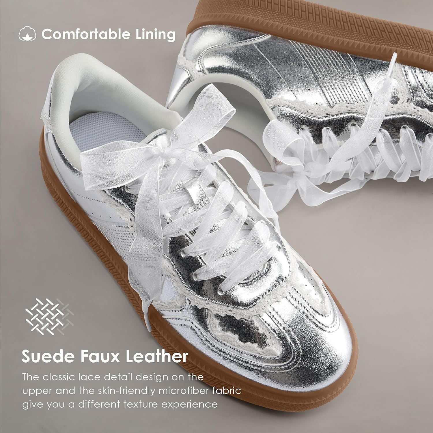 Detalle de Vilanva Women's Sneakers in Suede Faux Leather