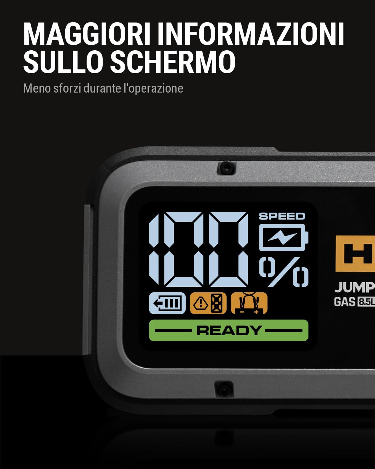 Detalle de HULKMAN Alpha85 Grigio Spazio: Avviatore di Emergenza Intelligente 2000A, 74Wh
