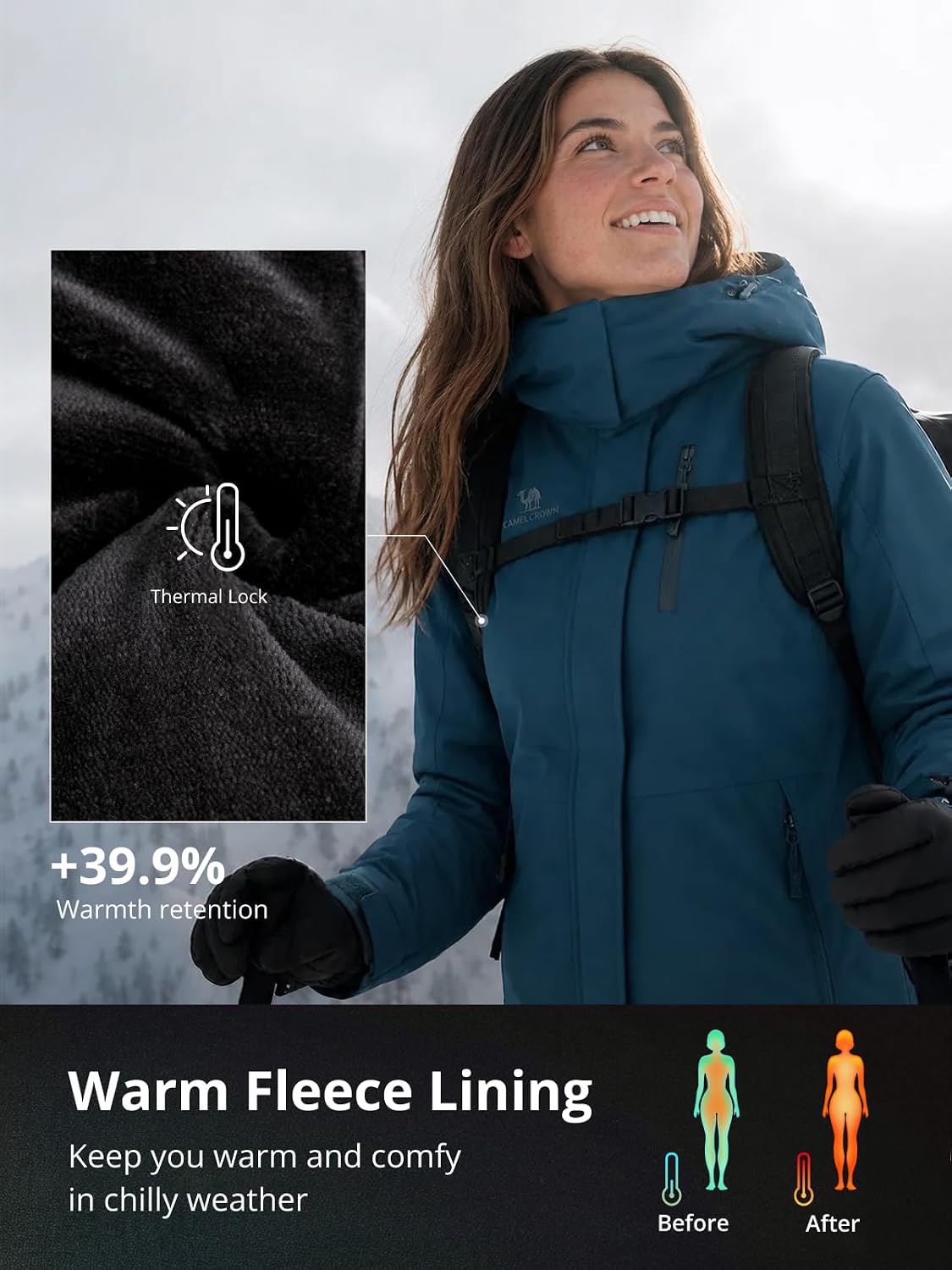 Detalle 2 de CAMELSPORTS Women's Ski Jacket with Fleece Lining