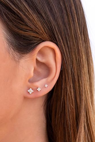 Detalle 2 de FUNEIA – Lot de 3 Paires de Boucles d’oreilles Or 14K Plaqué Or 20G, hypoallergéniques