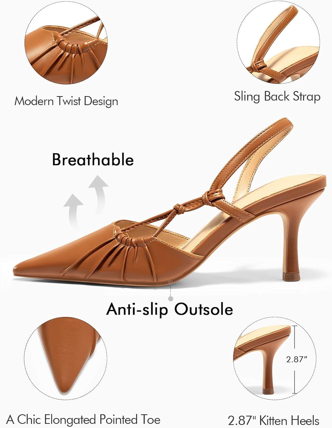 Detalle 2 de Coutgo Slingback Pumps with 3-Inch Heels