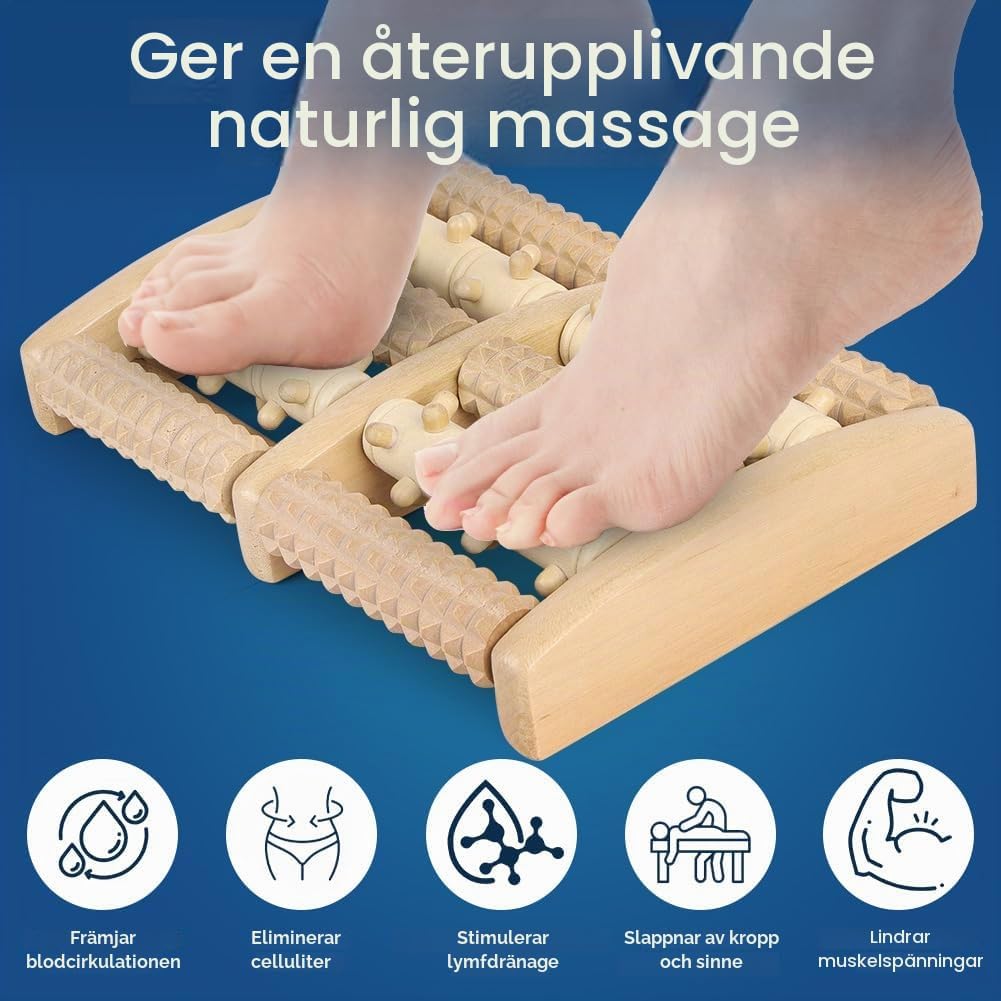 Detalle de ACWOO 4624905 fotmassagerulle i trä med böjd form och riktade tryckzoner