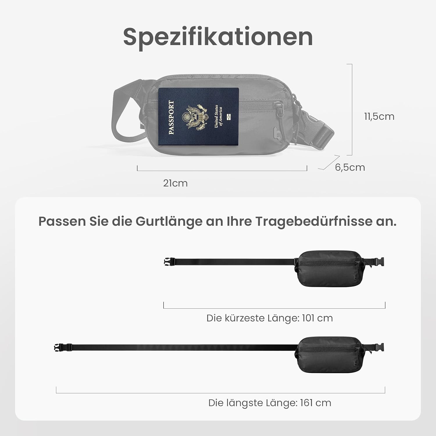 Thumbnail 6 de tomtoc 1,5-Liter Sling Bag mit RFID-Schutz – leichte Crossbody-Bauchtasche für Alltag, Reise & EDC