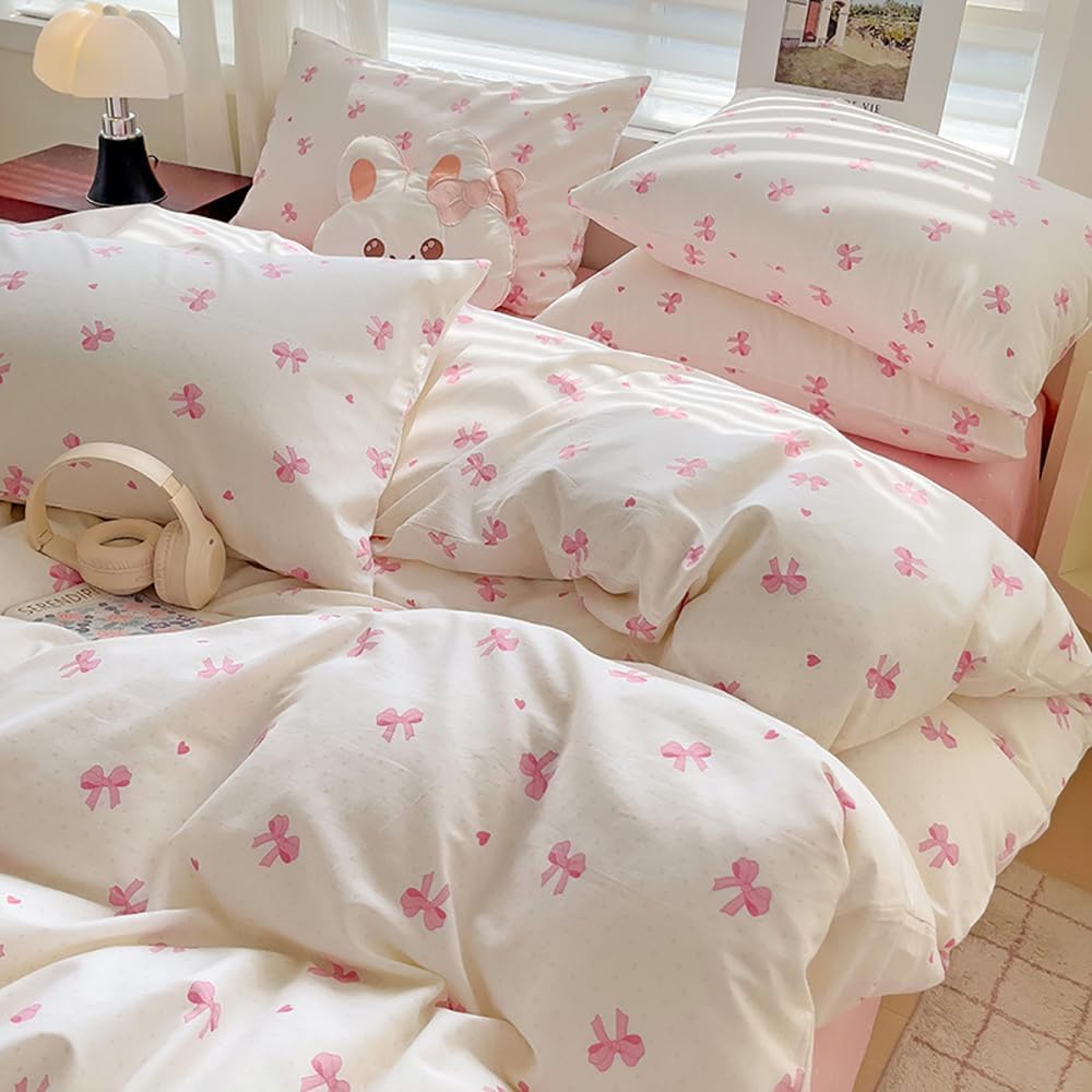 Thumbnail 5 de Covebett Bettwäsche 135x200 Mädchen Weiß Rosa Schleifen