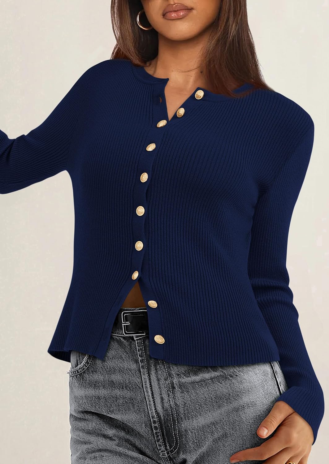 Thumbnail 6 de PRETTYGARDEN Women's Ribbed Knit Cardigan, Lightweight Slim-Fit Button-Up