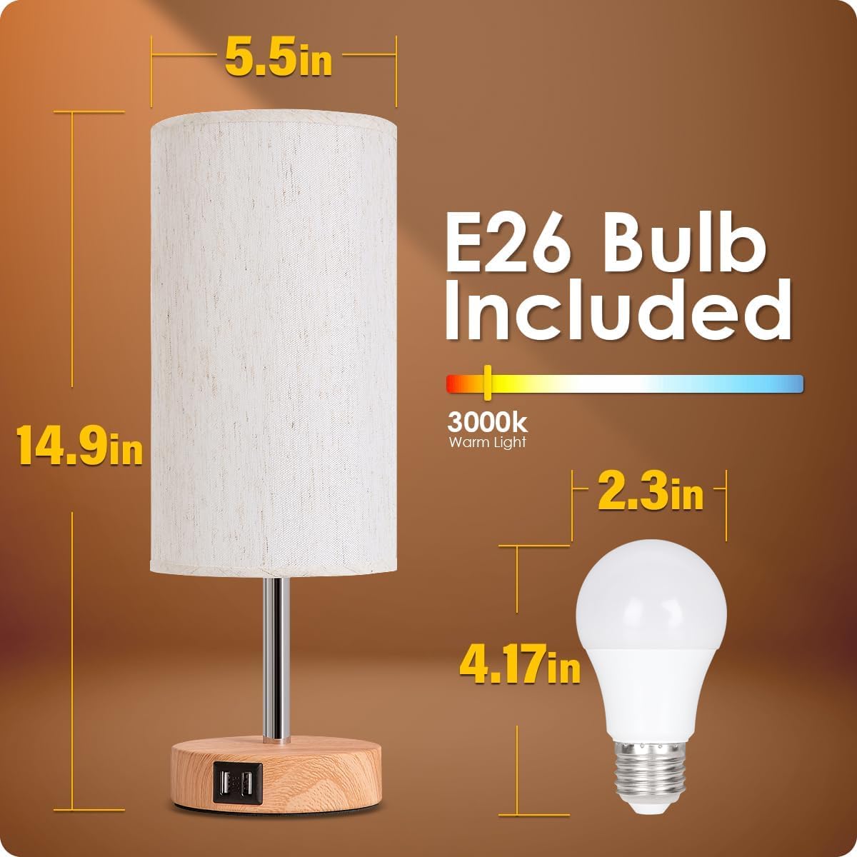 Detalle de Yarra-Decor TD-001R Table Lamp with Touch Dimming and USB Ports