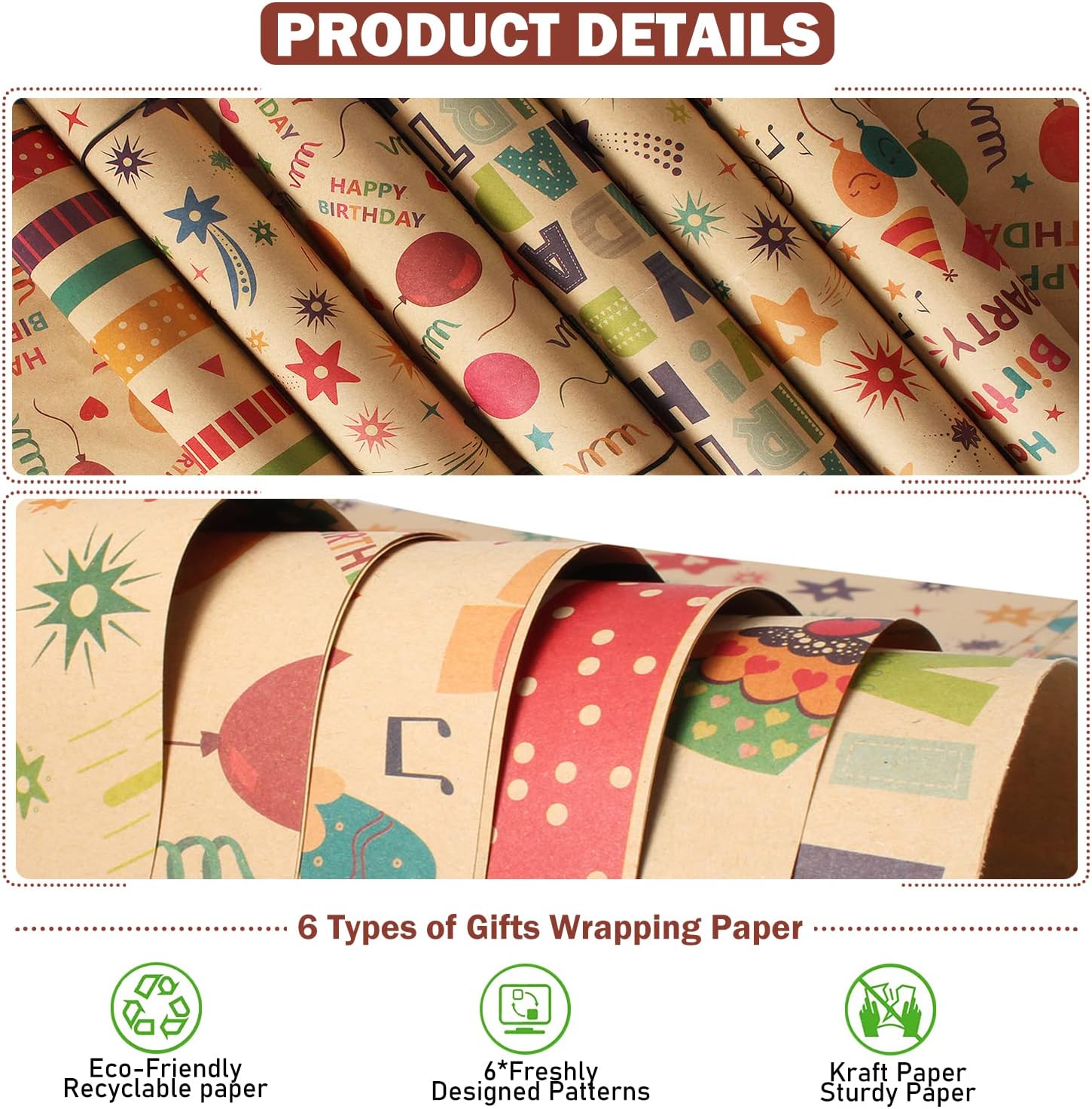 Thumbnail 2 de Gift Wrapping Paper 70x50cm 6 Pack 🎁