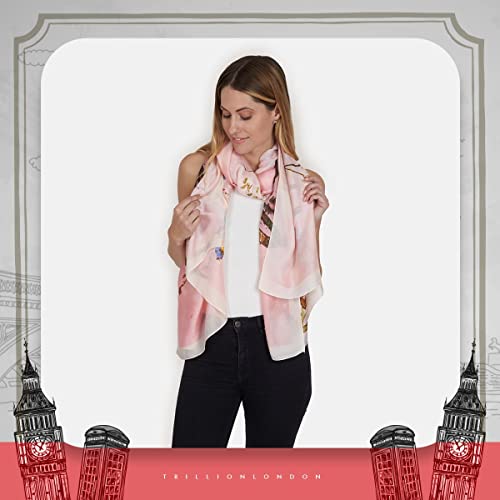 Detalle de Trillion London Silk Scarf – Birthday Gift for Women, Designer Lightweight Printed Silk