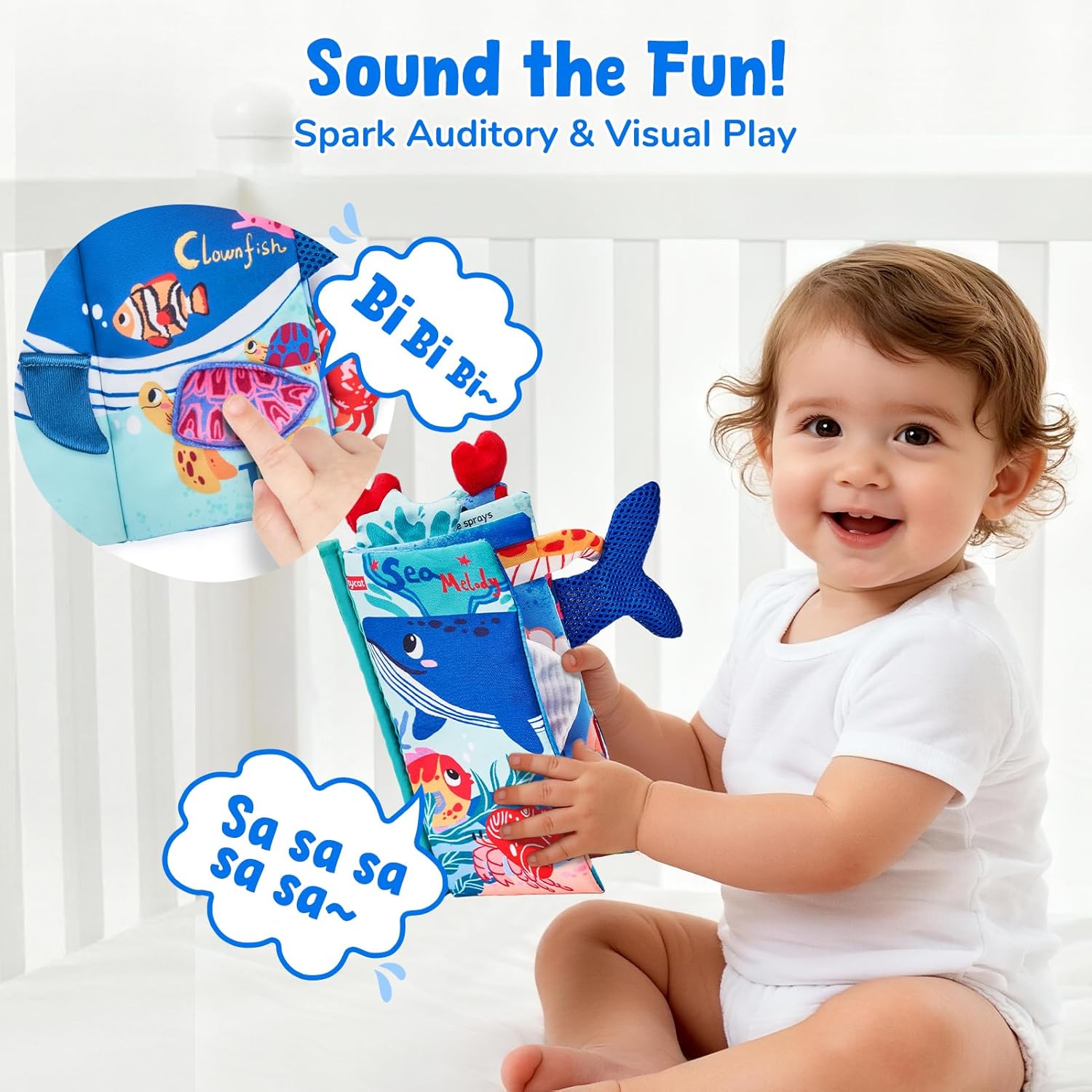 Thumbnail 3 de JoyCat Baby Books 0-6 Months: Ocean Themed Touch & Feel Cloth Book for Tummy Time