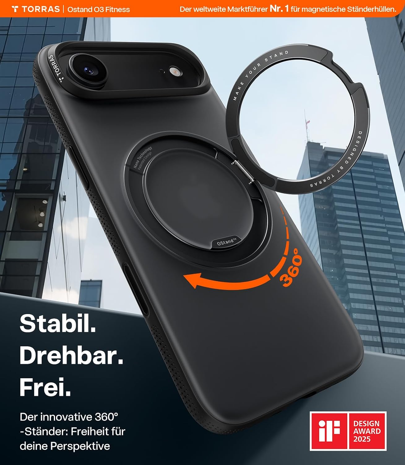 Thumbnail 1 de TORRAS 360° Ostand O3 Fitness für iPhone 17 Air Hülle – Flexibler Magnetischer Ständer mit Militärschutz