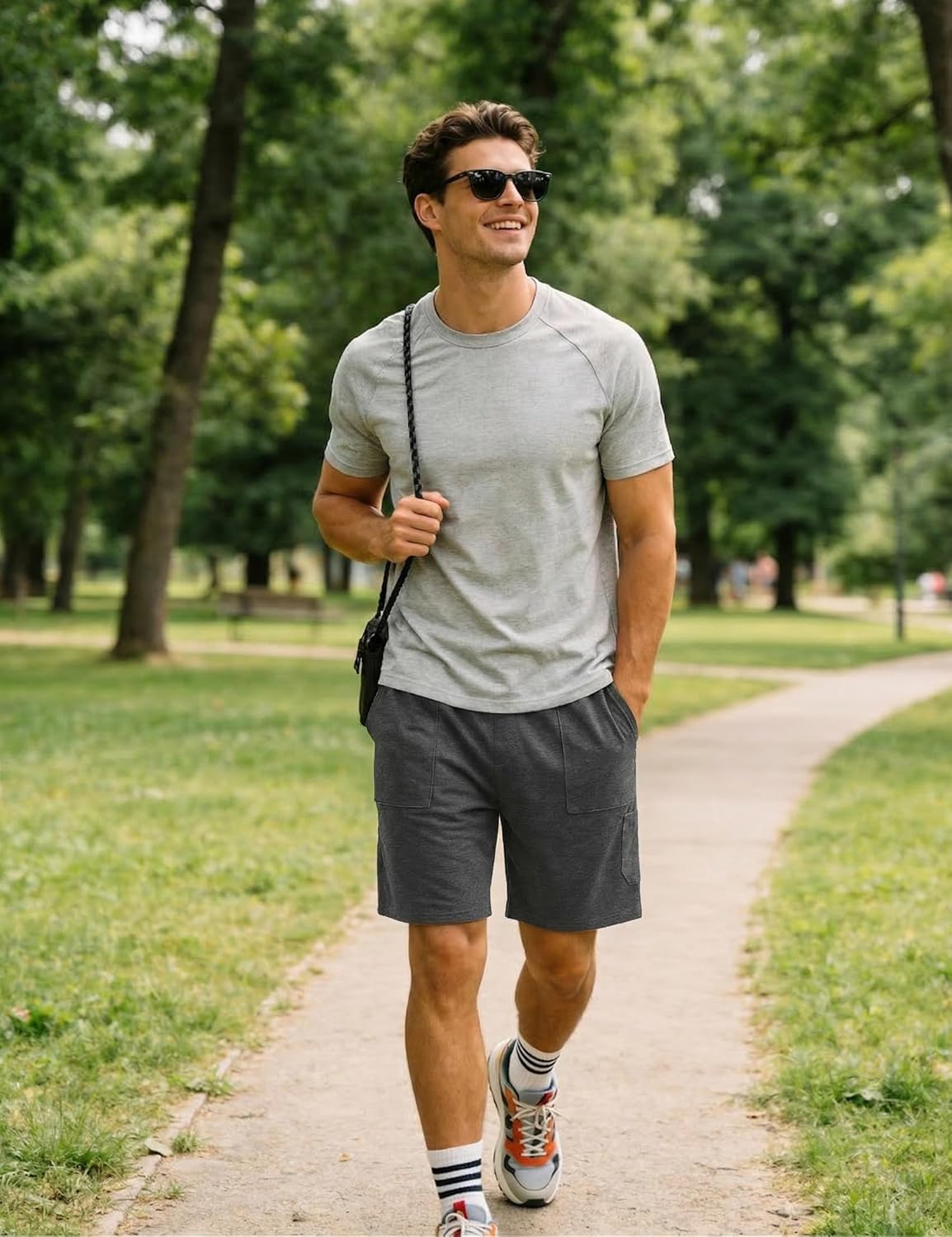 Thumbnail 1 de Wayleb Pantaloncini uomo sportivi in cotone 65% poliestere 35% cotone con tasche S-3XL