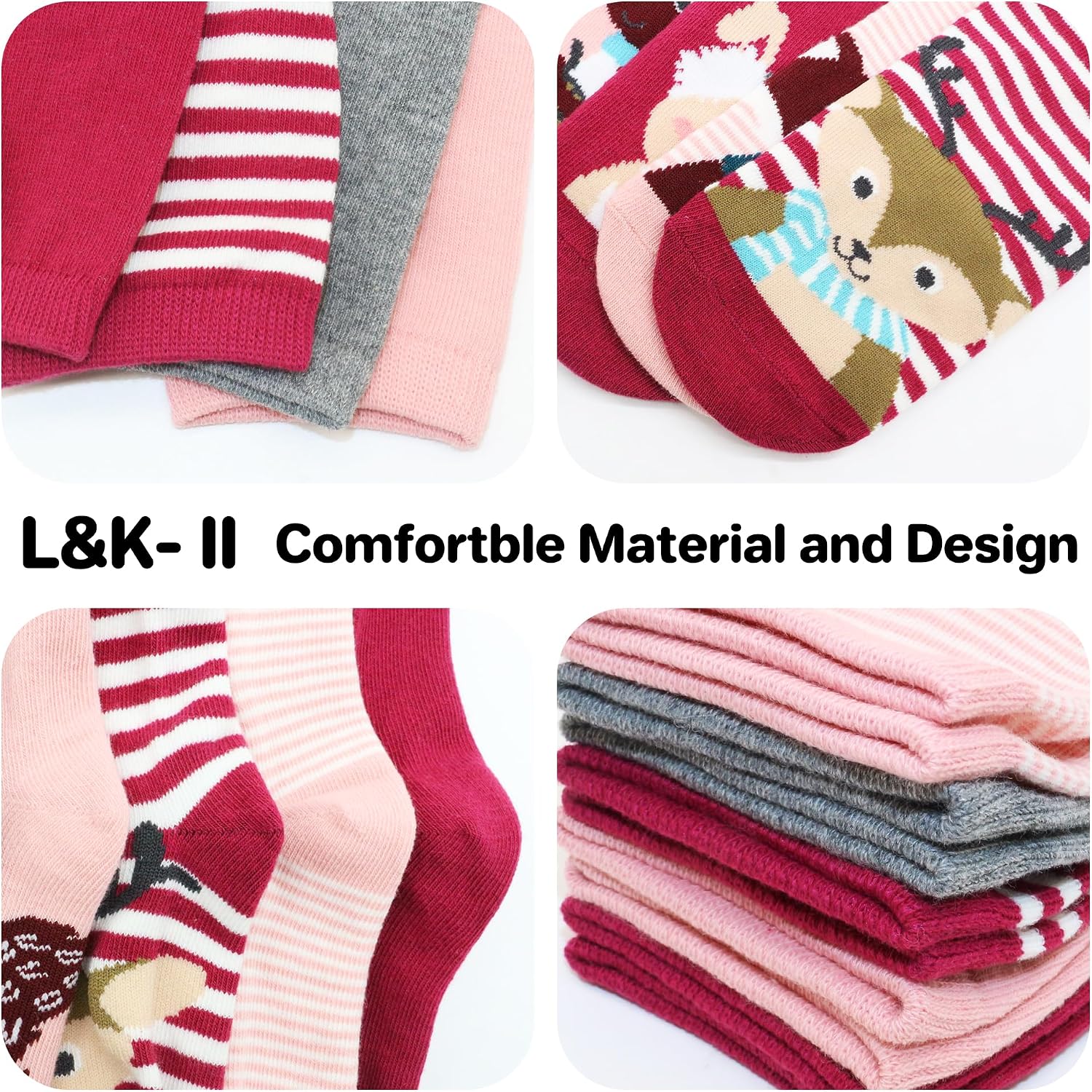 Detalle de Lot de 10 chaussettes enfants en coton L & K-II (licornes multicolores) – pour tout-petits