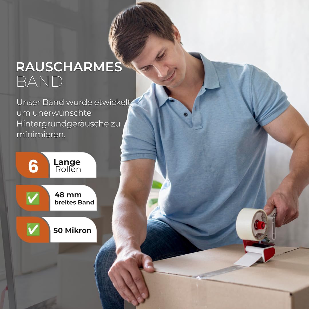 Thumbnail 2 de Stick Well 6er-Pack Verpackungs-Klebeband 48 mm x 66 m (transparent, geräuscharm, stark klebend)
