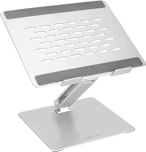 Detalle de Amazon Basics Adjustable Ergonomic Laptop Stand with Heat Vent – Multi-Angle for 10–17 Inch Laptops
