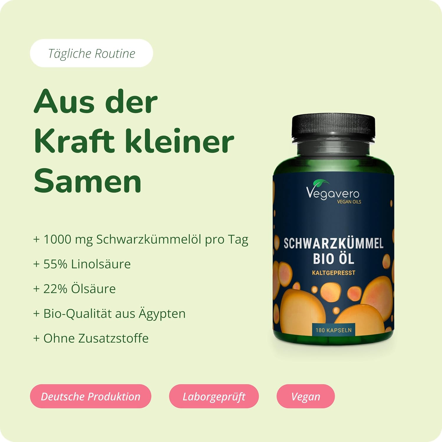 Detalle 2 de Vegavero Bio Schwarzkümmelöl Kapseln 1000 mg