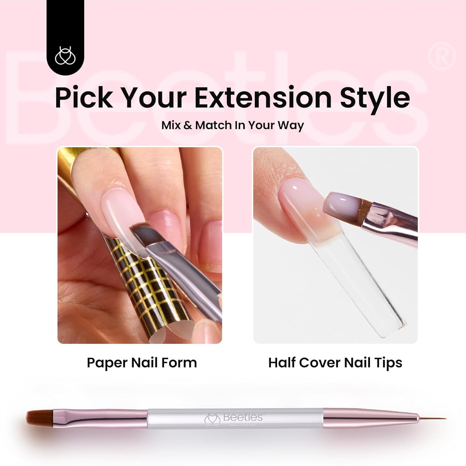 Detalle de Beetles Hard Gel for Nails Kit: 3-Color Nude, Clear, and Glitter Builder Gel Set